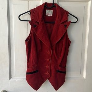 Morning Lady Vintage Red/Orange Corduroy Vest Size 9